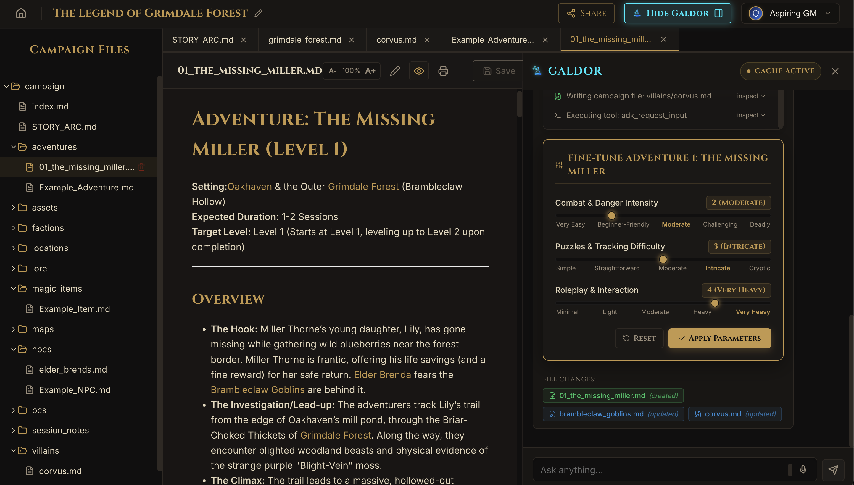 Galdor Ancient Spell Scroll Lore Archive Screen
